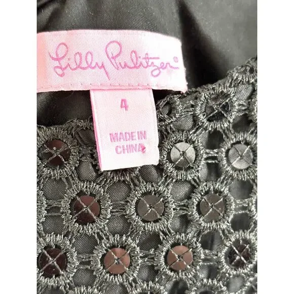NWOT Designer Lily Pulitzer Black Sequin Aaliyah Dress Size 4 - Picture 10 of 16
